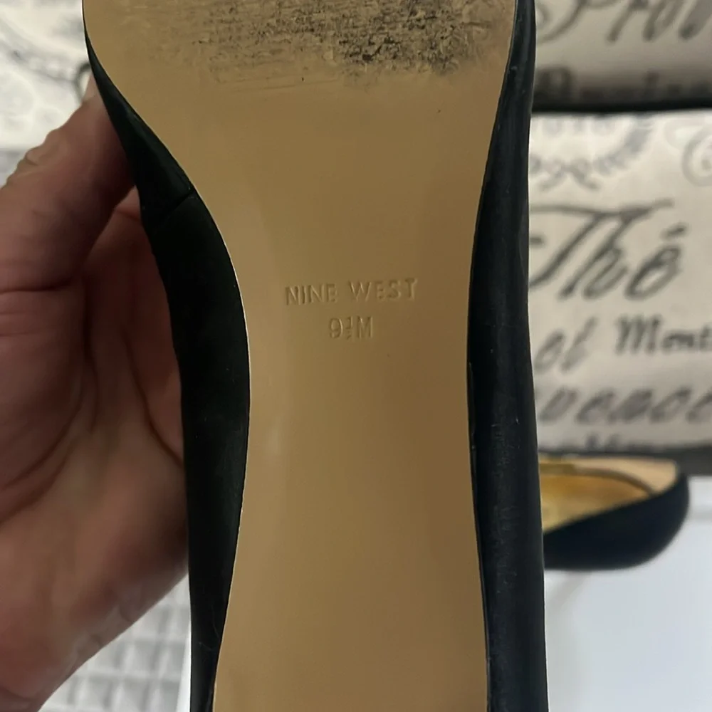 Nine West Black and Silver Heels with Rhinestone Embellishments - Picture 4 of 8
